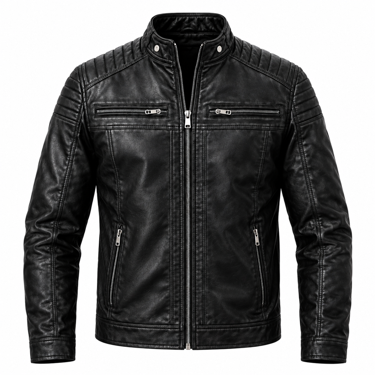 Chaqueta clásica de cuero sintético