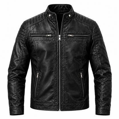 Chaqueta clásica de cuero sintético