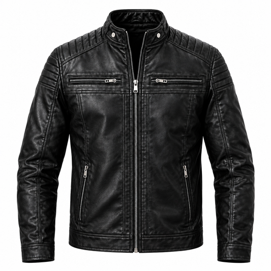 Chaqueta clásica de cuero sintético