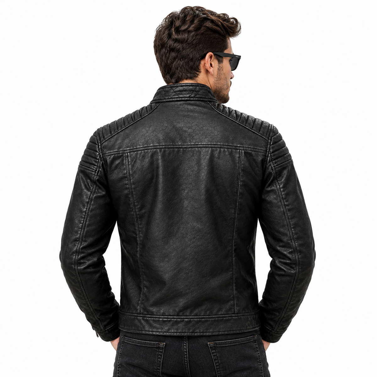 Chaqueta clásica de cuero sintético